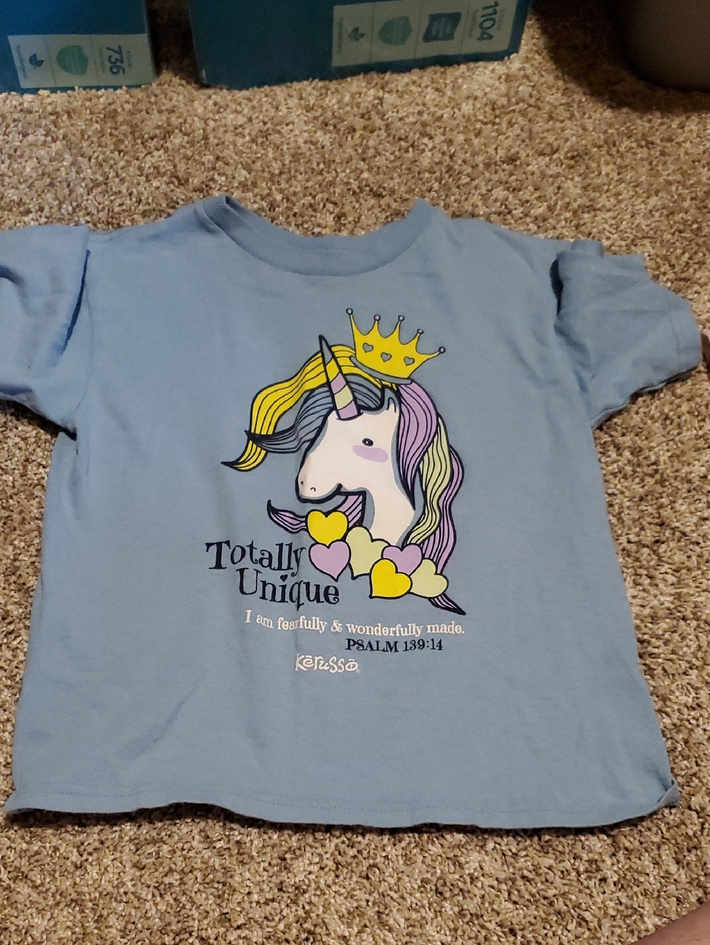 Totally Unique Light Blue Unicorn Kids Tee -